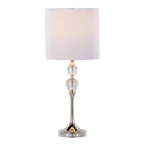 English Elm 26" Crystal Column Table Lamps with Linen Drum Shades Polished Nickel Set of 2 B202P290960