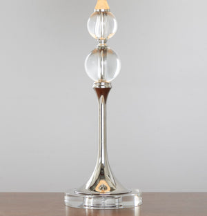 English Elm 26" Crystal Column Table Lamps with Linen Drum Shades Polished Nickel Set of 2 B202P290960