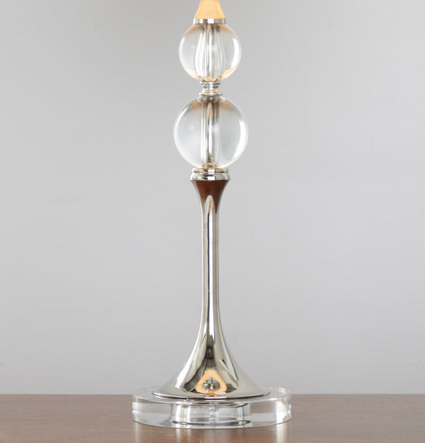 English Elm 26" Crystal Column Table Lamps with Linen Drum Shades Polished Nickel Set of 2 B202P290960