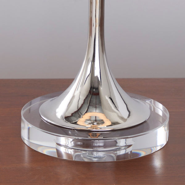 English Elm 26" Crystal Column Table Lamps with Linen Drum Shades Polished Nickel Set of 2 B202P290960