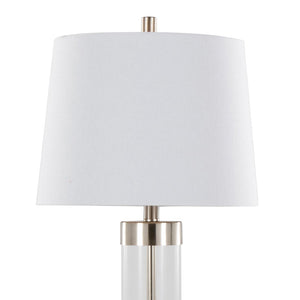 English Elm 30" Clear Glass and Brushed Nickel Table Lamps with Linen Shades for Bedroom Pairs B202P290962