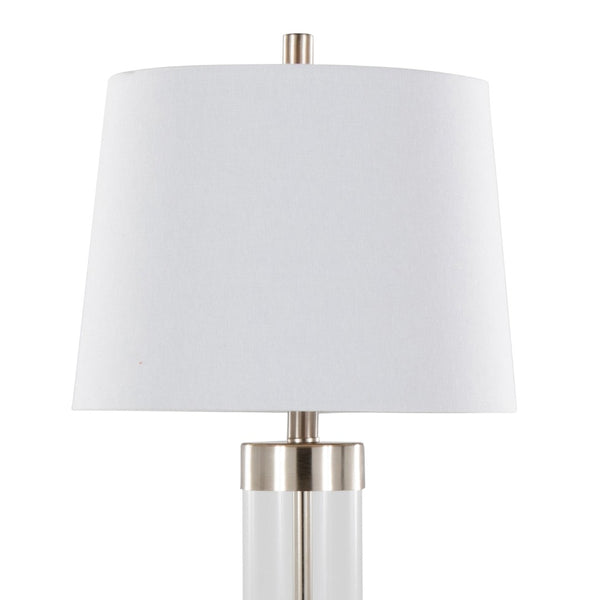 English Elm 30" Clear Glass and Brushed Nickel Table Lamps with Linen Shades for Bedroom Pairs B202P290962