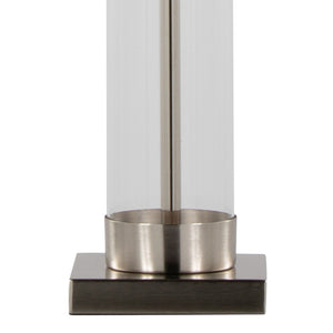 English Elm 30" Clear Glass and Brushed Nickel Table Lamps with Linen Shades for Bedroom Pairs B202P290962