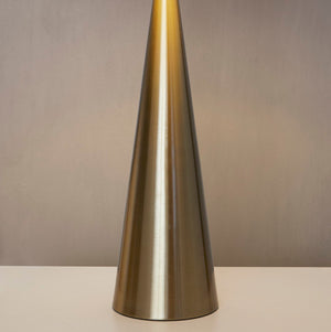 English Elm 30" Gold Metal Art Deco Table Lamp Set Brushed Linen Shade Glamorous Bedside Pair B202P290968