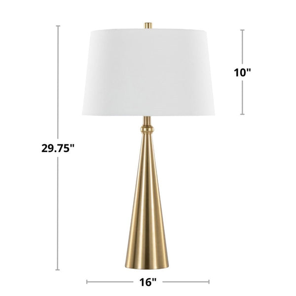 English Elm 30" Gold Metal Art Deco Table Lamp Set Brushed Linen Shade Glamorous Bedside Pair B202P290968