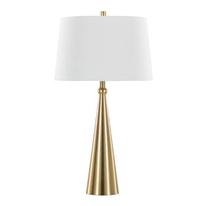 English Elm 30" Gold Metal Art Deco Table Lamp Set Brushed Linen Shade Glamorous Bedside Pair B202P290968