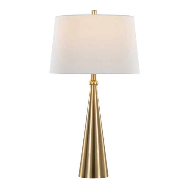 English Elm 30" Gold Metal Art Deco Table Lamp Set Brushed Linen Shade Glamorous Bedside Pair B202P290968
