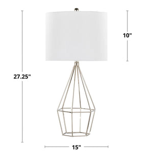 English Elm 27" Contemporary Polished Nickel Metal Lamp Set with Tapered White Linen Shade Pair B202P290974