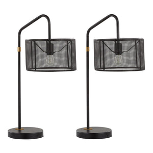 English Elm 27" Industrial Contemporary Metal Mesh Task Lamps with Usb Port Oil Bronze Set of 2 B202P290975