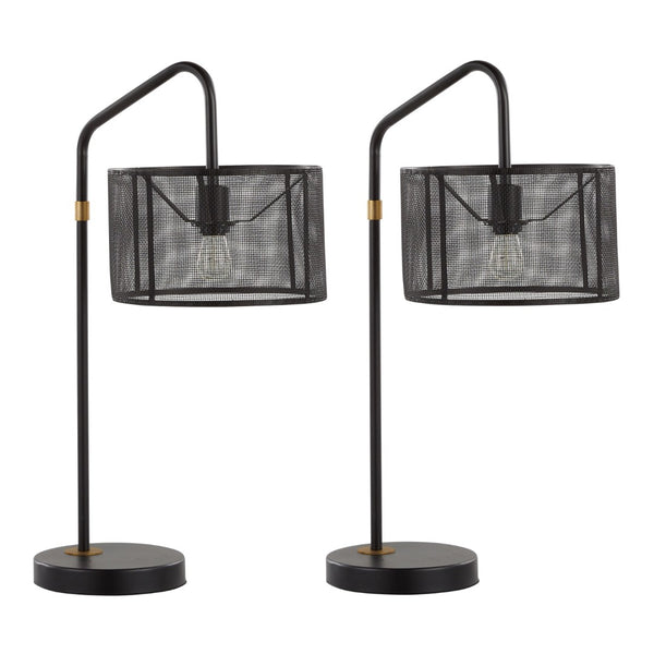 English Elm 27" Industrial Contemporary Metal Mesh Task Lamps with Usb Port Oil Bronze Set of 2 B202P290975