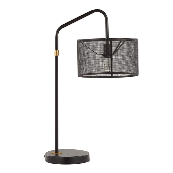 English Elm 27" Industrial Contemporary Metal Mesh Task Lamps with Usb Port Oil Bronze Set of 2 B202P290975