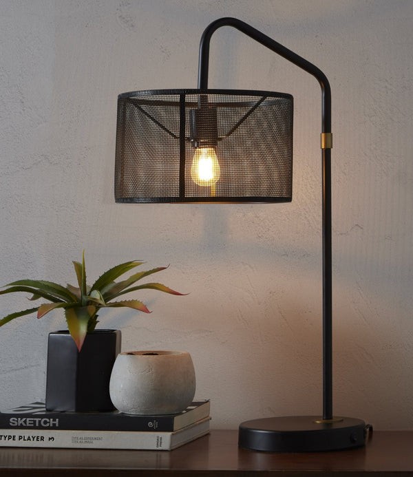 English Elm 27" Industrial Contemporary Metal Mesh Task Lamps with Usb Port Oil Bronze Set of 2 B202P290975