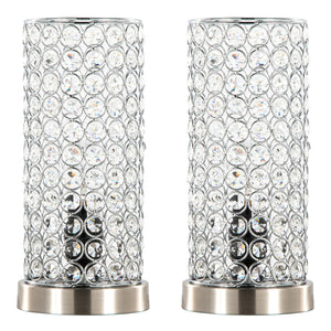 English Elm 11" Uplight Table Lamp Set of 2 Crystal Chrome Brushed Nickel Transitional Accent B202P290977