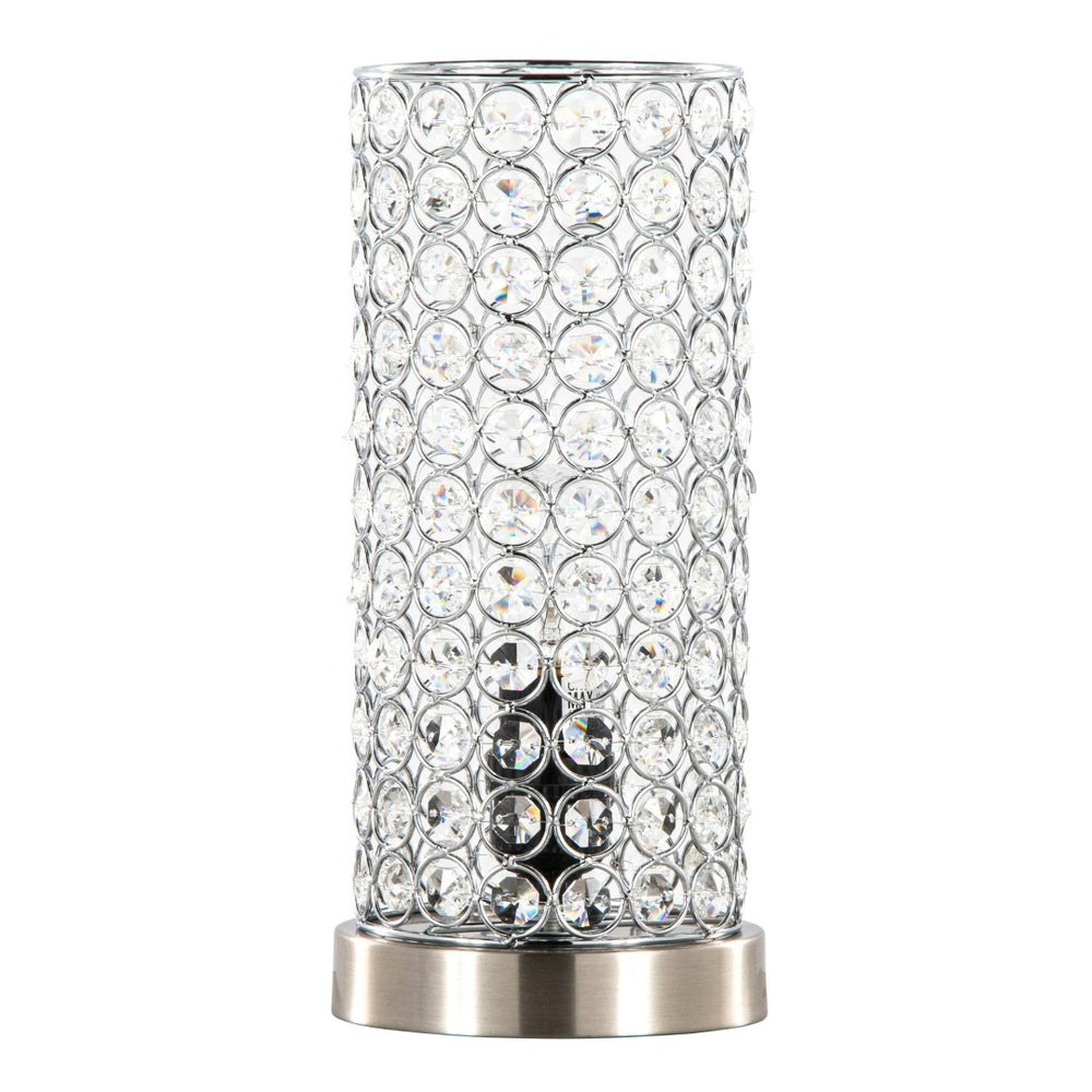 English Elm 11" Uplight Table Lamp Set of 2 Crystal Chrome Brushed Nickel Transitional Accent B202P290977