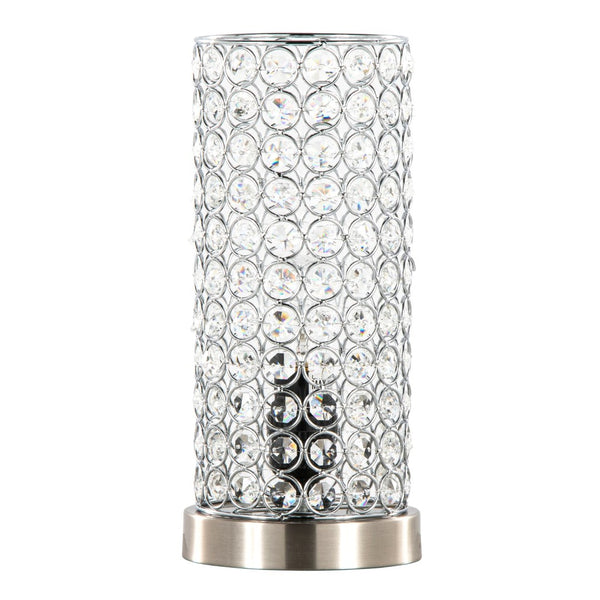 English Elm 11" Uplight Table Lamp Set of 2 Crystal Chrome Brushed Nickel Transitional Accent B202P290977