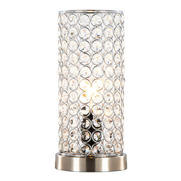 English Elm 11" Uplight Table Lamp Set of 2 Crystal Chrome Brushed Nickel Transitional Accent B202P290977