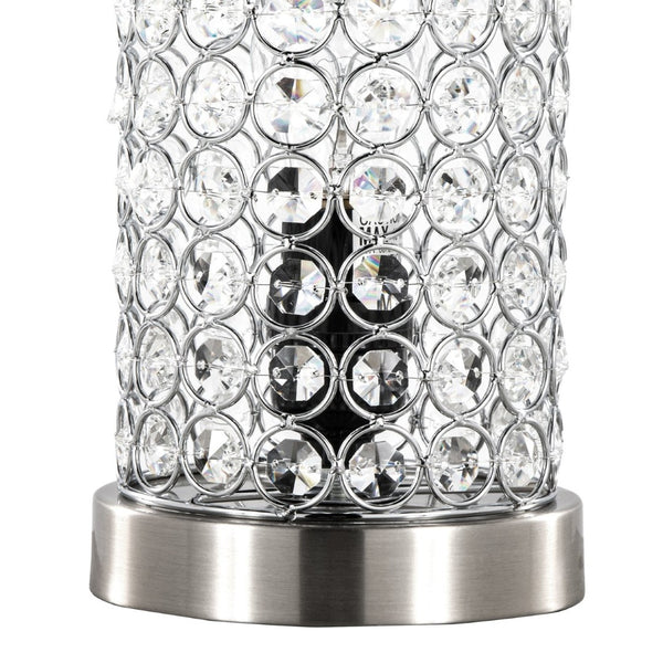 English Elm 11" Uplight Table Lamp Set of 2 Crystal Chrome Brushed Nickel Transitional Accent B202P290977