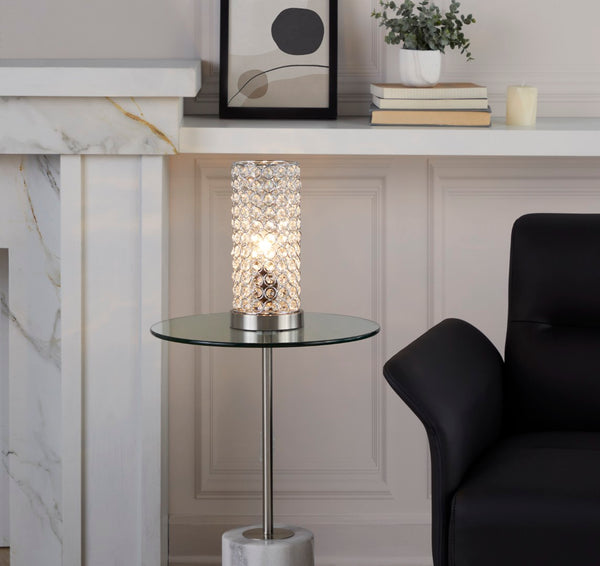 English Elm 11" Uplight Table Lamp Set of 2 Crystal Chrome Brushed Nickel Transitional Accent B202P290977