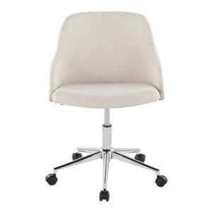 English Elm Contemporary Walnut Wood Swivel Office Chair with Cream Fabric and Matte Base Chrome Metal B202P290981