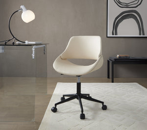English Elm Contemporary Faux Leather Swivel Office Chair with Padded Seat and Metal Base Cream Black Metal B202P290985