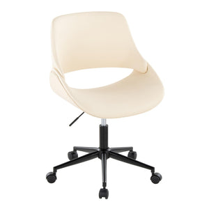 English Elm Contemporary Faux Leather Swivel Office Chair with Padded Seat and Metal Base Cream Black Metal B202P290985