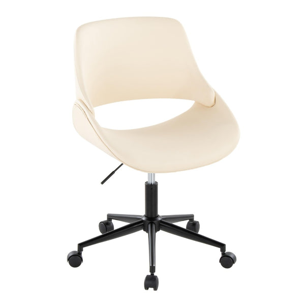 English Elm Contemporary Faux Leather Swivel Office Chair with Padded Seat and Metal Base Cream Black Metal B202P290985