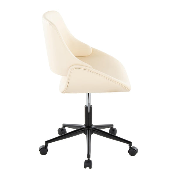English Elm Contemporary Faux Leather Swivel Office Chair with Padded Seat and Metal Base Cream Black Metal B202P290985