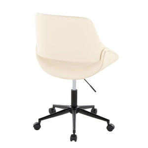 English Elm Contemporary Faux Leather Swivel Office Chair with Padded Seat and Metal Base Cream Black Metal B202P290985