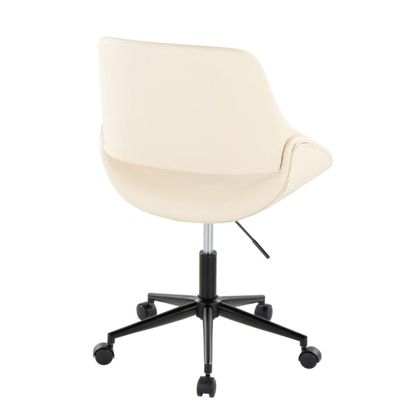 English Elm Contemporary Faux Leather Swivel Office Chair with Padded Seat and Metal Base Cream Black Metal B202P290985