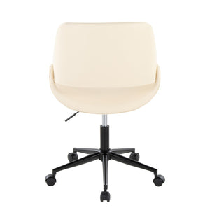 English Elm Contemporary Faux Leather Swivel Office Chair with Padded Seat and Metal Base Cream Black Metal B202P290985