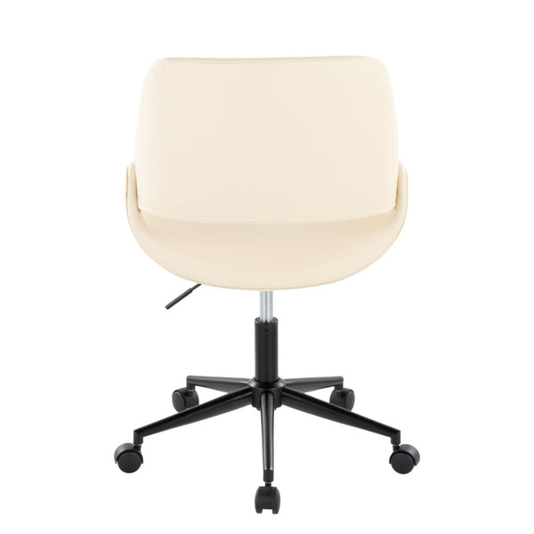 English Elm Contemporary Faux Leather Swivel Office Chair with Padded Seat and Metal Base Cream Black Metal B202P290985