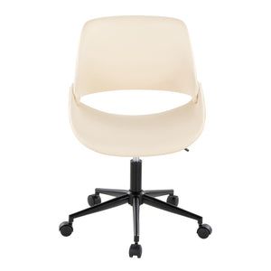 English Elm Contemporary Faux Leather Swivel Office Chair with Padded Seat and Metal Base Cream Black Metal B202P290985