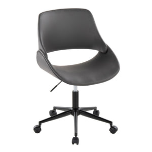 English Elm Contemporary Faux Leather Swivel Office Chair with Padded Seat and Metal Base Gray Black Metal B202P290986