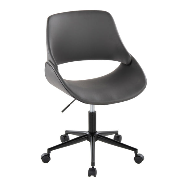 English Elm Contemporary Faux Leather Swivel Office Chair with Padded Seat and Metal Base Gray Black Metal B202P290986