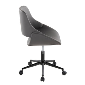 English Elm Contemporary Faux Leather Swivel Office Chair with Padded Seat and Metal Base Gray Black Metal B202P290986