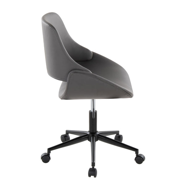 English Elm Contemporary Faux Leather Swivel Office Chair with Padded Seat and Metal Base Gray Black Metal B202P290986