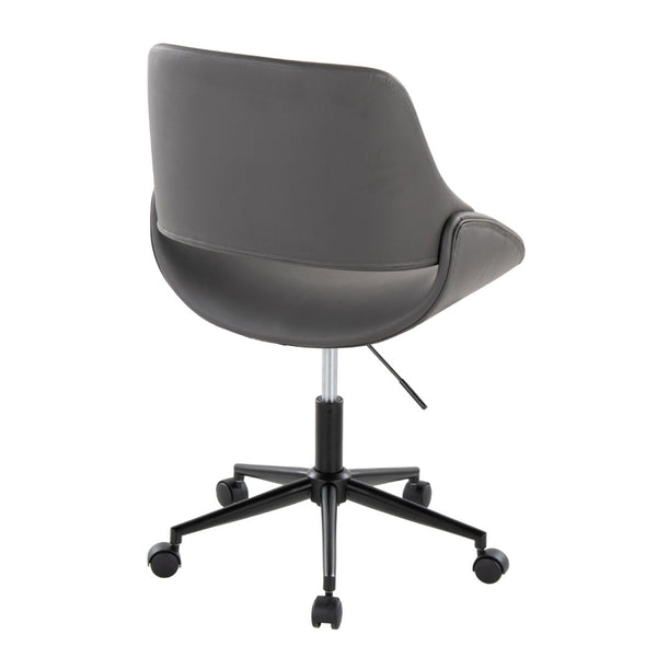 English Elm Contemporary Faux Leather Swivel Office Chair with Padded Seat and Metal Base Gray Black Metal B202P290986