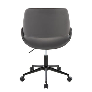 English Elm Contemporary Faux Leather Swivel Office Chair with Padded Seat and Metal Base Gray Black Metal B202P290986
