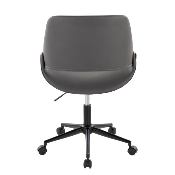 English Elm Contemporary Faux Leather Swivel Office Chair with Padded Seat and Metal Base Gray Black Metal B202P290986