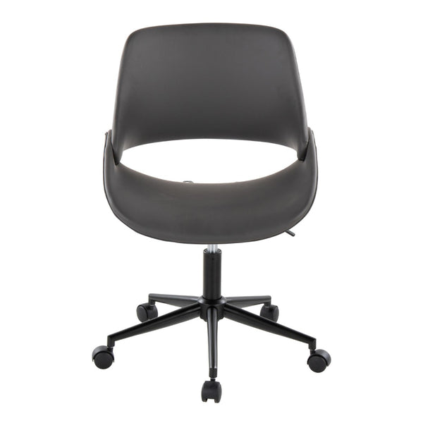 English Elm Contemporary Faux Leather Swivel Office Chair with Padded Seat and Metal Base Gray Black Metal B202P290986