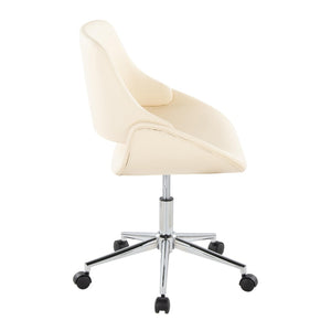 English Elm Contemporary Faux Leather Swivel Office Chair with Padded Seat and Metal Base Cream Chrome Metal B202P290987
