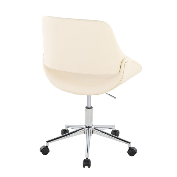English Elm Contemporary Faux Leather Swivel Office Chair with Padded Seat and Metal Base Cream Chrome Metal B202P290987