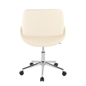 English Elm Contemporary Faux Leather Swivel Office Chair with Padded Seat and Metal Base Cream Chrome Metal B202P290987