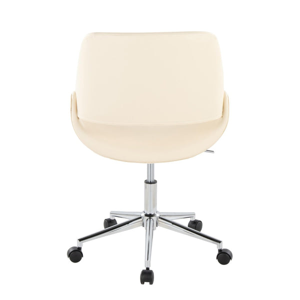 English Elm Contemporary Faux Leather Swivel Office Chair with Padded Seat and Metal Base Cream Chrome Metal B202P290987