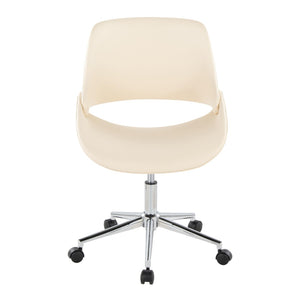 English Elm Contemporary Faux Leather Swivel Office Chair with Padded Seat and Metal Base Cream Chrome Metal B202P290987