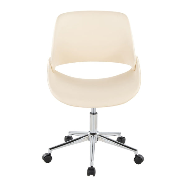 English Elm Contemporary Faux Leather Swivel Office Chair with Padded Seat and Metal Base Cream Chrome Metal B202P290987