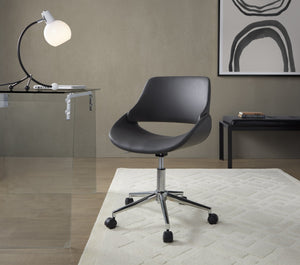 English Elm Contemporary Faux Leather Swivel Office Chair with Padded Seat and Metal Base Gray Chrome Metal B202P290988