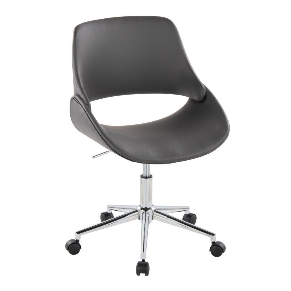 English Elm Contemporary Faux Leather Swivel Office Chair with Padded Seat and Metal Base Gray Chrome Metal B202P290988