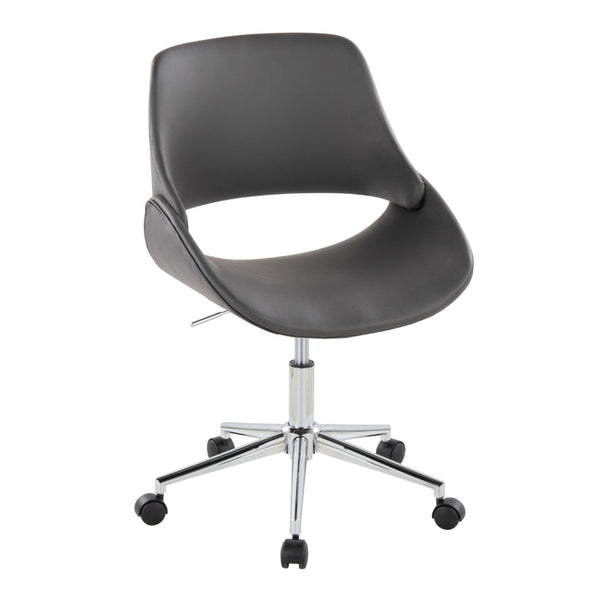 English Elm Contemporary Faux Leather Swivel Office Chair with Padded Seat and Metal Base Gray Chrome Metal B202P290988