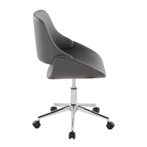 English Elm Contemporary Faux Leather Swivel Office Chair with Padded Seat and Metal Base Gray Chrome Metal B202P290988